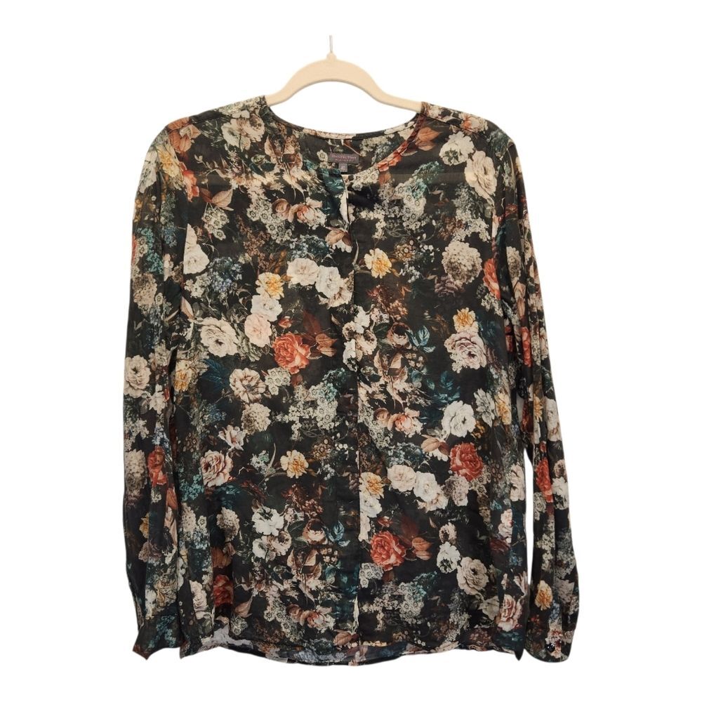 Italian Floral V-neck Floral button up Top Size EU40 SMALL 4/6 Retail $150